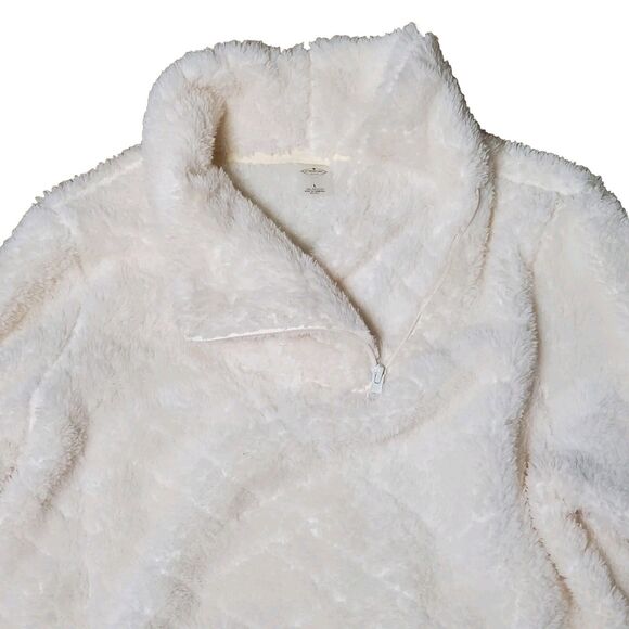 St. Johns Bay Womens Sz L White Fleece Plush Pullover - Picture 3 of 8